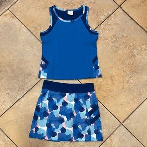 Blue Patterned Tennis Skort Set